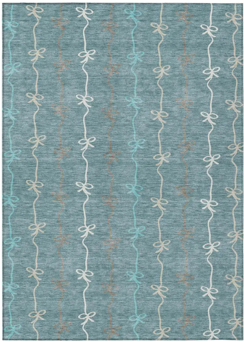 Teal Blue And Aqua Southwestern Washable Indoor Outdoor Area Rug Photo 1