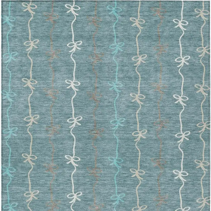 Teal Blue And Aqua Southwestern Washable Indoor Outdoor Area Rug Photo 3