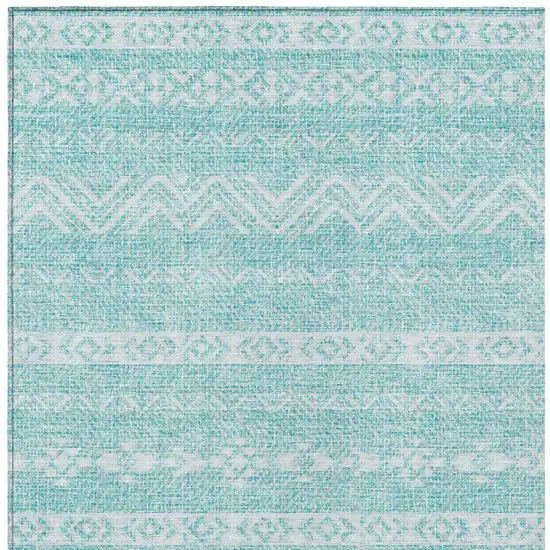 Teal Blue And Aqua Southwestern Washable Indoor Outdoor Area Rug Photo 6