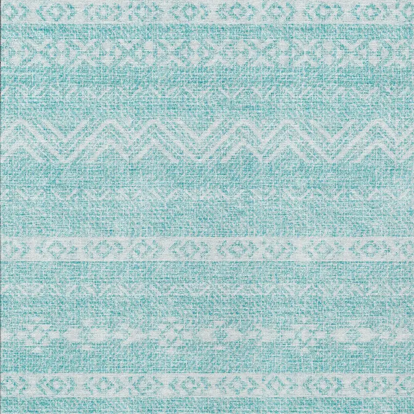 Teal Blue And Aqua Southwestern Washable Indoor Outdoor Area Rug Photo 6