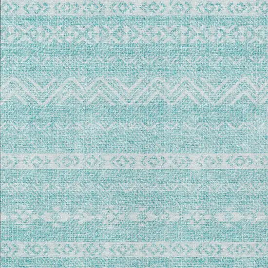 Teal Blue And Aqua Southwestern Washable Indoor Outdoor Area Rug Photo 6
