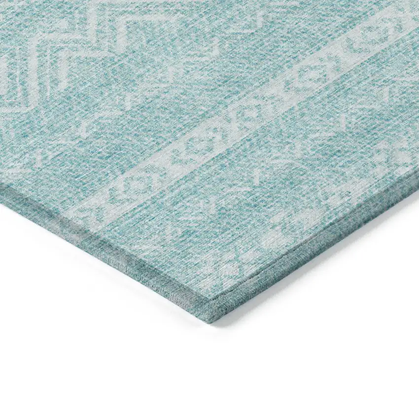 Teal Blue And Aqua Southwestern Washable Indoor Outdoor Area Rug Photo 5
