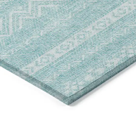Teal Blue And Aqua Southwestern Washable Indoor Outdoor Area Rug Photo 5