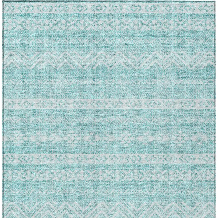 Teal Blue And Aqua Southwestern Washable Indoor Outdoor Area Rug Photo 7