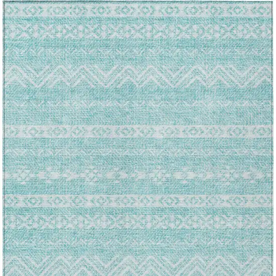 Teal Blue And Aqua Southwestern Washable Indoor Outdoor Area Rug Photo 7