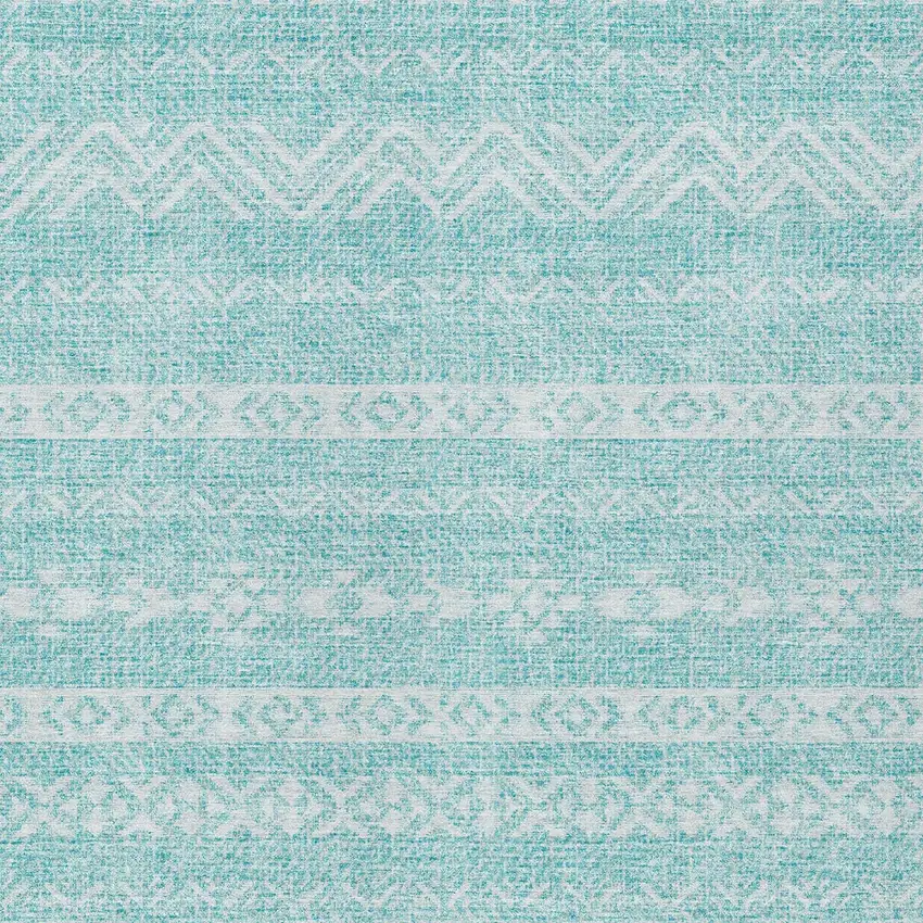 Teal Blue And Aqua Southwestern Washable Indoor Outdoor Area Rug Photo 6