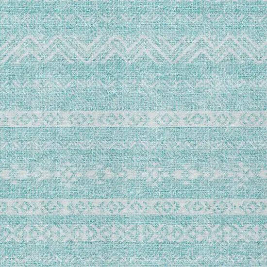 Teal Blue And Aqua Southwestern Washable Indoor Outdoor Area Rug Photo 6