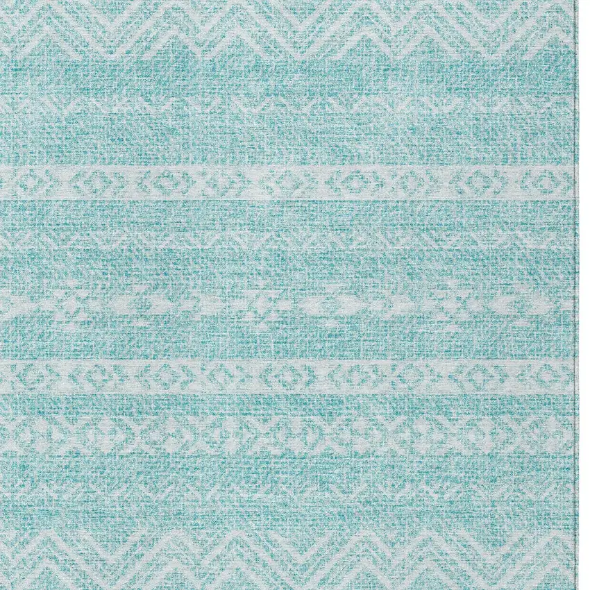 Teal Blue And Aqua Southwestern Washable Indoor Outdoor Area Rug Photo 6
