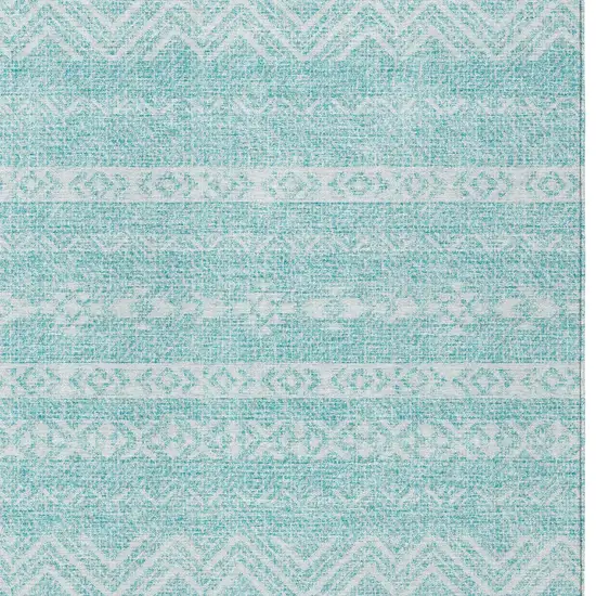 Teal Blue And Aqua Southwestern Washable Indoor Outdoor Area Rug Photo 6