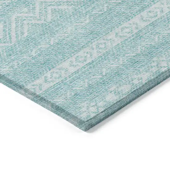 Teal Blue And Aqua Southwestern Washable Indoor Outdoor Area Rug Photo 5