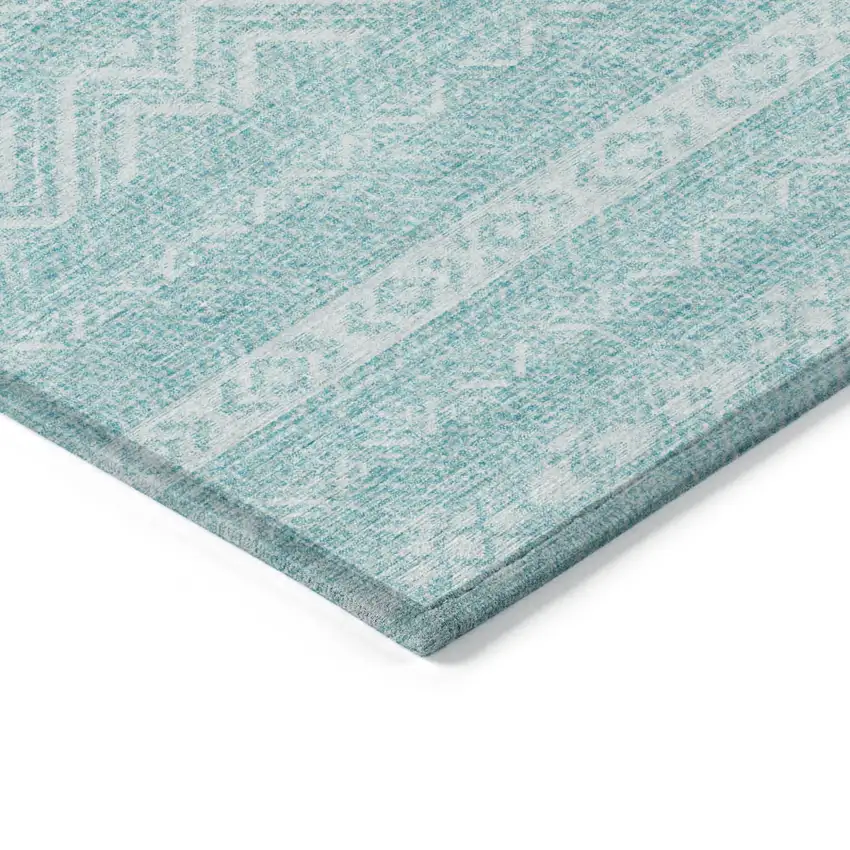Teal Blue And Aqua Southwestern Washable Indoor Outdoor Area Rug Photo 5