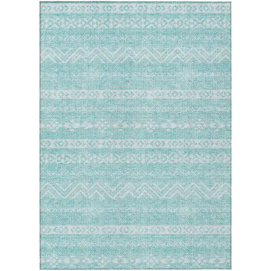 Teal Blue And Aqua Southwestern Washable Indoor Outdoor Area Rug Photo 2