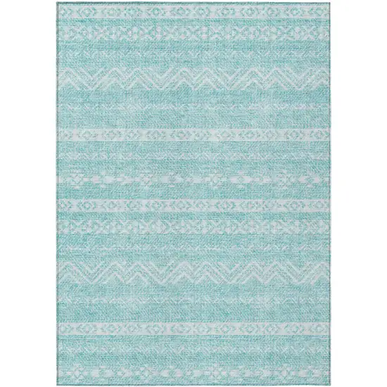 Teal Blue And Aqua Southwestern Washable Indoor Outdoor Area Rug Photo 2