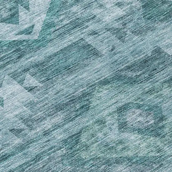 Teal Blue And Aqua Southwestern Washable Indoor Outdoor Area Rug Photo 8