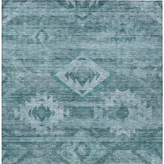 Teal Blue And Aqua Southwestern Washable Indoor Outdoor Area Rug Photo 7