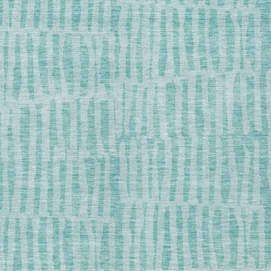 Teal Blue And Aqua Striped Washable Indoor Outdoor Area Rug Photo 6