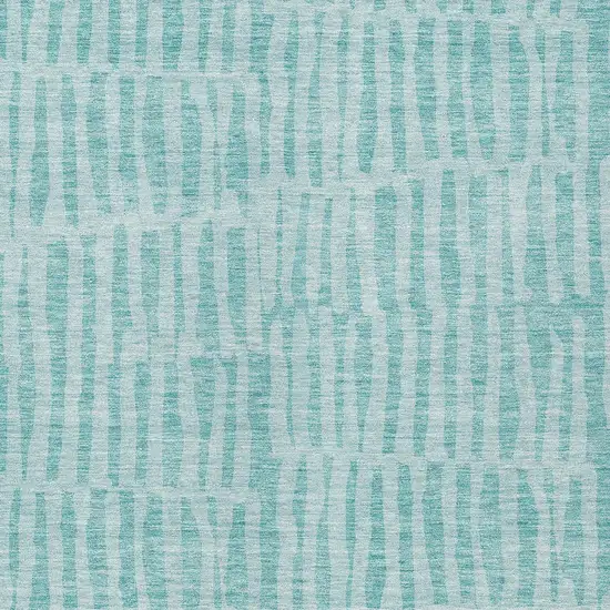 Teal Blue And Aqua Striped Washable Indoor Outdoor Area Rug Photo 6