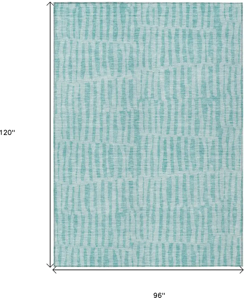Teal Blue And Aqua Striped Washable Indoor Outdoor Area Rug Photo 3