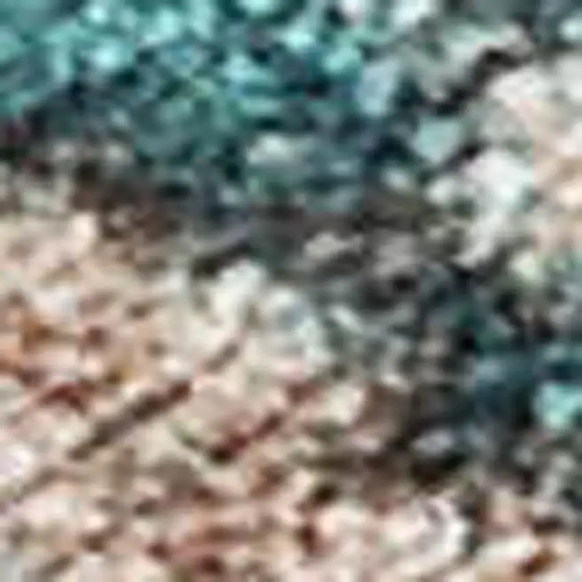 Teal Blue And Beige Abstract Washable Indoor Outdoor Area Rug Photo 4