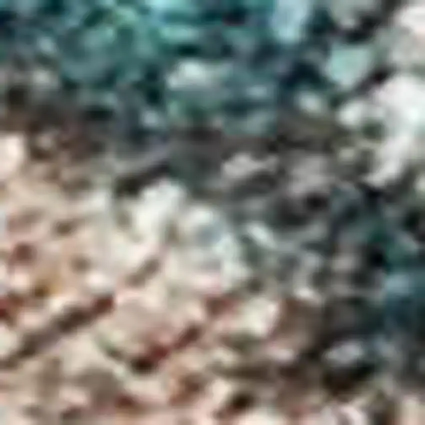 Teal Blue And Beige Abstract Washable Indoor Outdoor Area Rug Photo 3