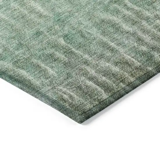 Teal Blue And Beige Abstract Washable Indoor Outdoor Area Rug Photo 9