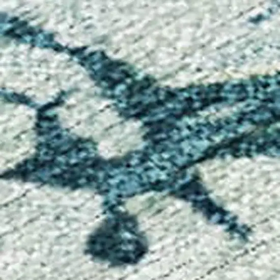 Teal Blue And Beige Abstract Washable Indoor Outdoor Area Rug Photo 2