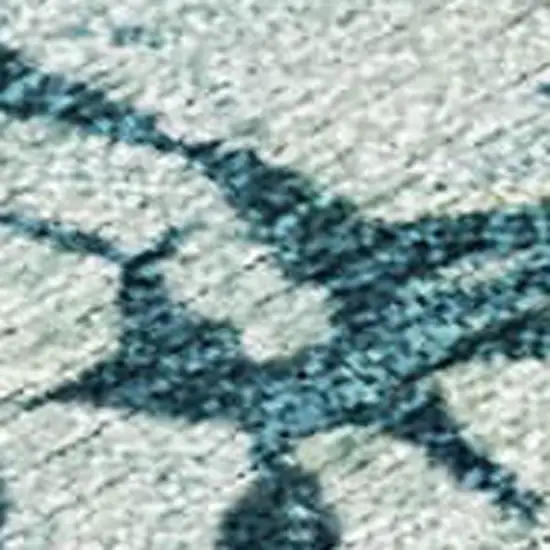 Teal Blue And Beige Abstract Washable Indoor Outdoor Area Rug Photo 2