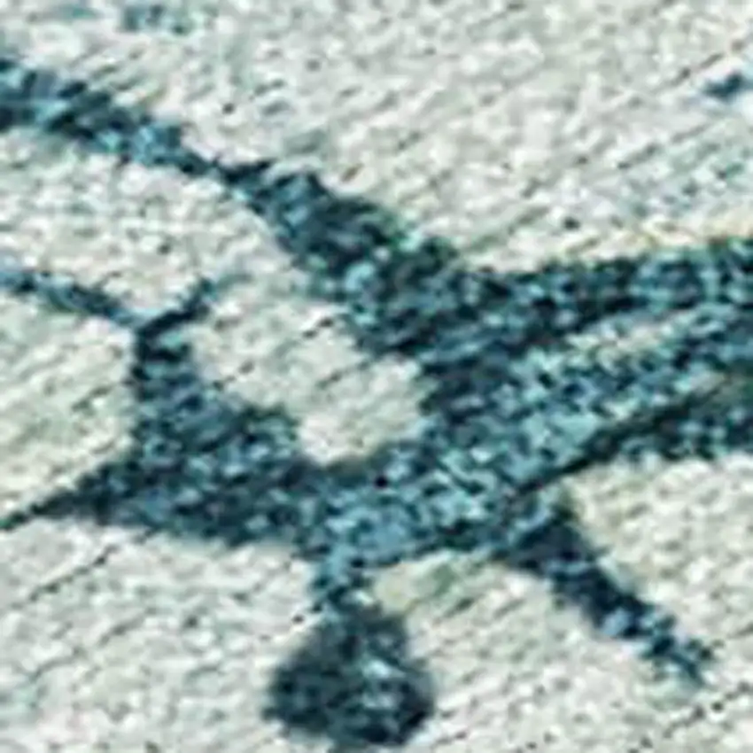 Teal Blue And Beige Abstract Washable Indoor Outdoor Area Rug Photo 2