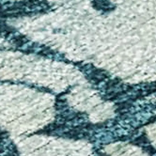 Teal Blue And Beige Abstract Washable Indoor Outdoor Area Rug Photo 2