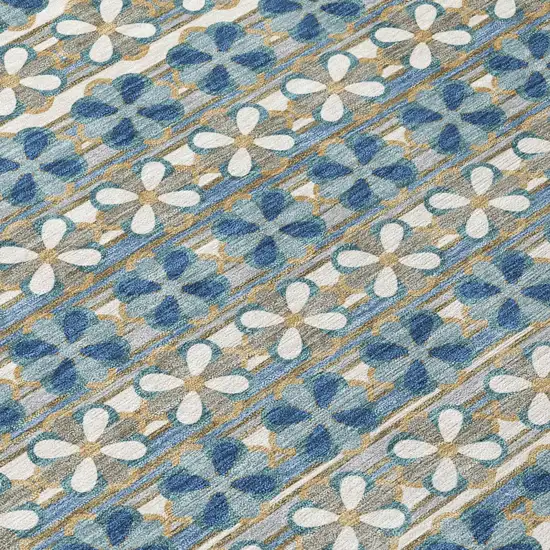 Teal Blue And Black Striped Washable Indoor Outdoor Area Rug Photo 8