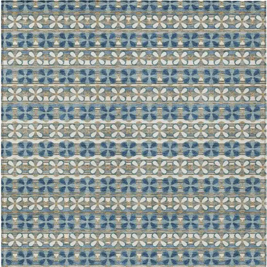 Teal Blue And Black Striped Washable Indoor Outdoor Area Rug Photo 4