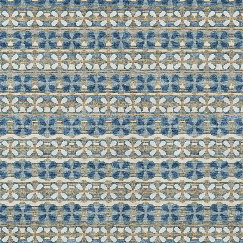 Teal Blue And Black Striped Washable Indoor Outdoor Area Rug Photo 3