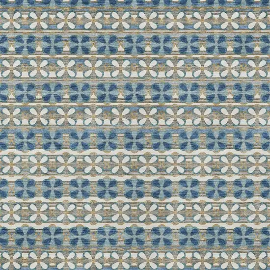 Teal Blue And Black Striped Washable Indoor Outdoor Area Rug Photo 3