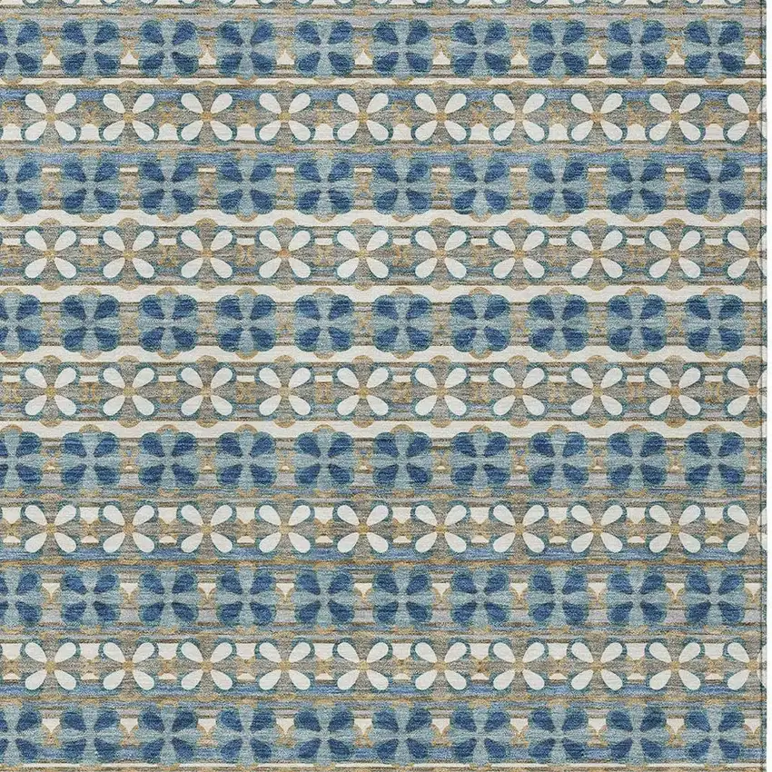 Teal Blue And Black Striped Washable Indoor Outdoor Area Rug Photo 3