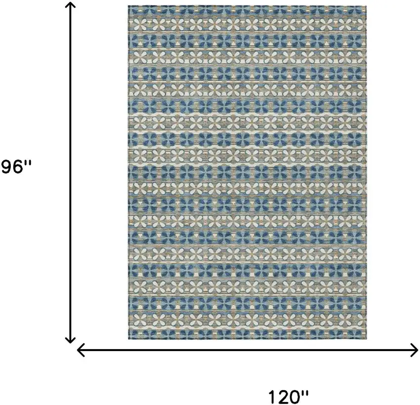 Teal Blue And Black Striped Washable Indoor Outdoor Area Rug Photo 9