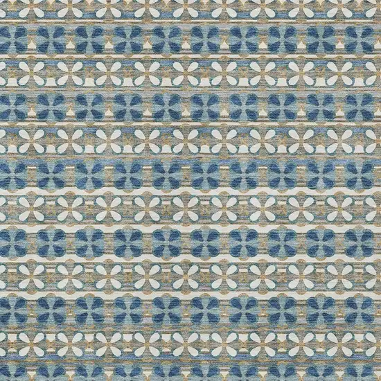 Teal Blue And Black Striped Washable Indoor Outdoor Area Rug Photo 4