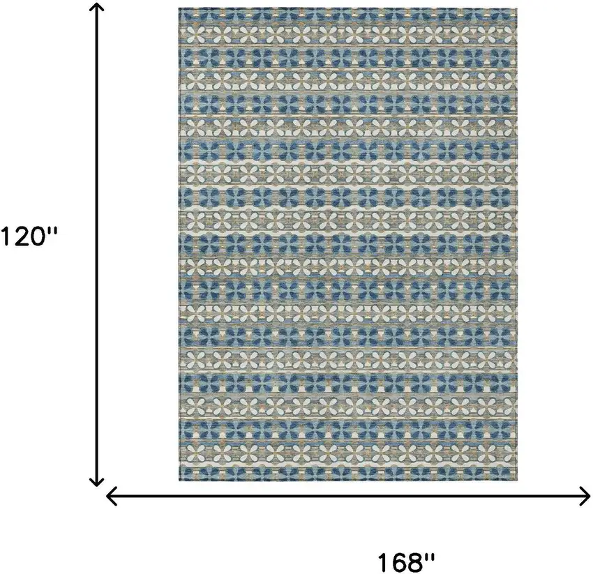 Teal Blue And Black Striped Washable Indoor Outdoor Area Rug Photo 8