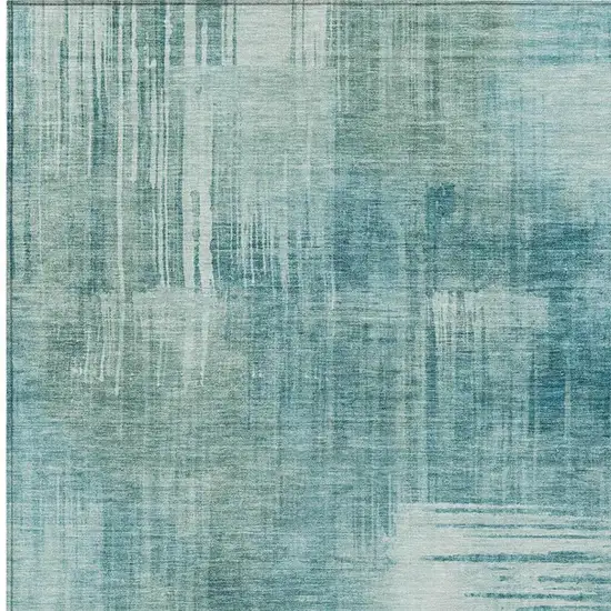 Teal Blue And Blue Abstract Washable Indoor Outdoor Area Rug Photo 3