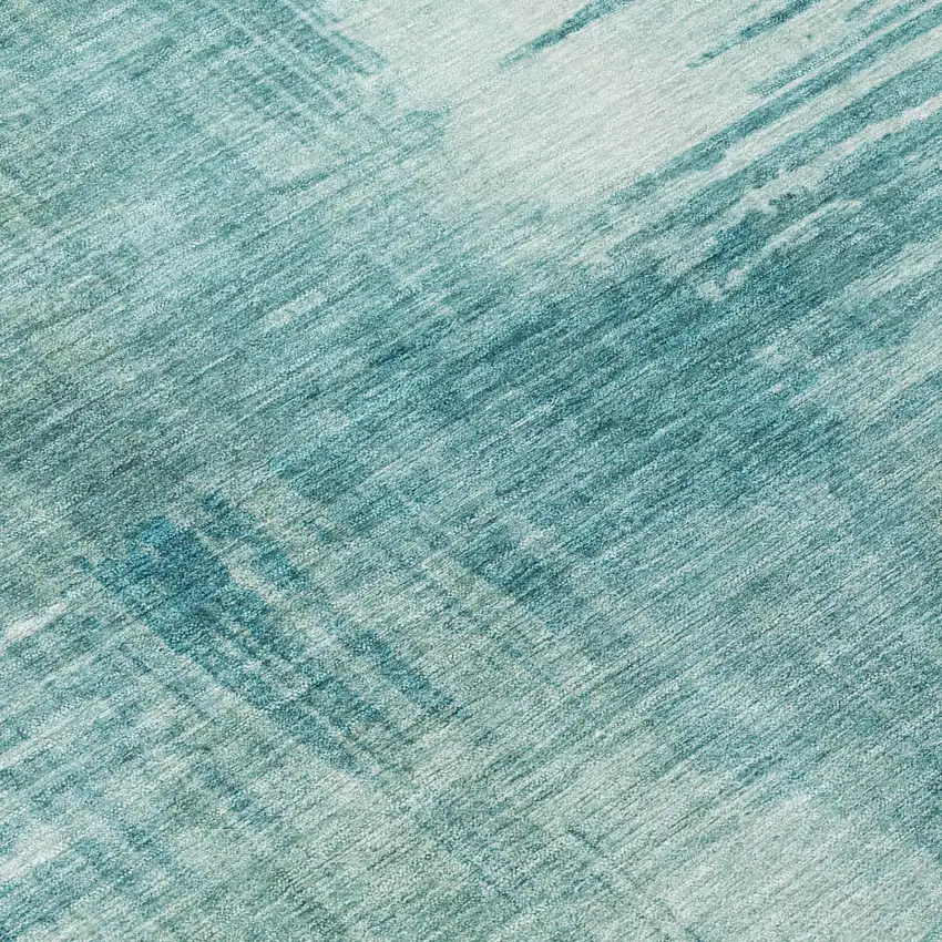 Teal Blue And Blue Abstract Washable Indoor Outdoor Area Rug Photo 6