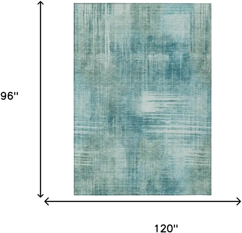Teal Blue And Blue Abstract Washable Indoor Outdoor Area Rug Photo 7