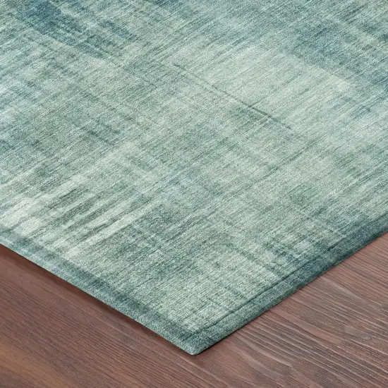 Teal Blue And Blue Abstract Washable Indoor Outdoor Area Rug Photo 5