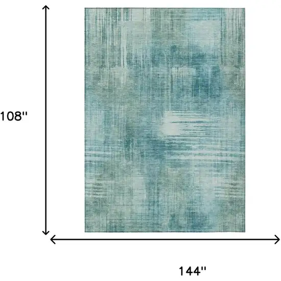 Teal Blue And Blue Abstract Washable Indoor Outdoor Area Rug Photo 7