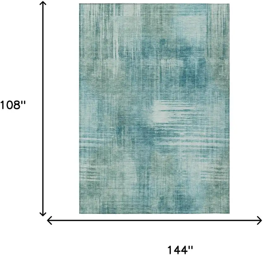 Teal Blue And Blue Abstract Washable Indoor Outdoor Area Rug Photo 7