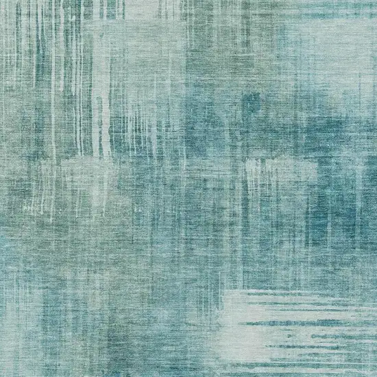 Teal Blue And Blue Abstract Washable Indoor Outdoor Area Rug Photo 3