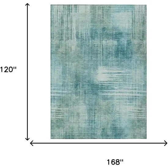 Teal Blue And Blue Abstract Washable Indoor Outdoor Area Rug Photo 7