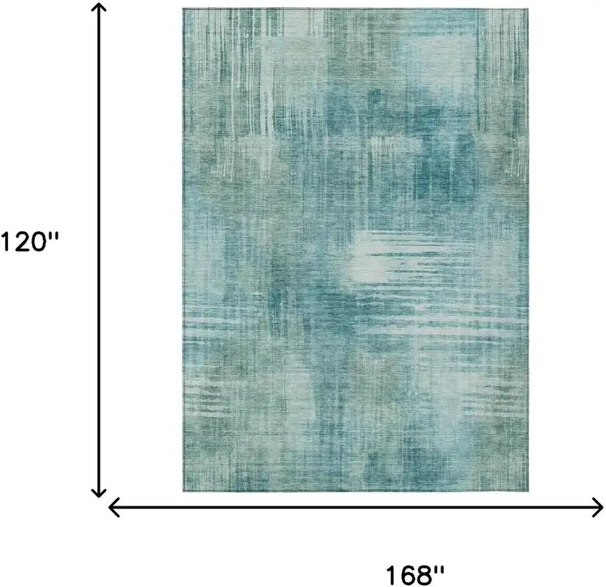 Teal Blue And Blue Abstract Washable Indoor Outdoor Area Rug Photo 7