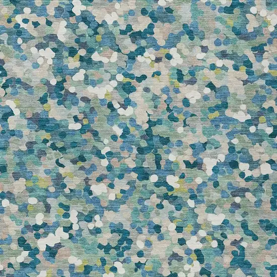 Teal Blue And Blue Geometric Washable Indoor Outdoor Area Rug Photo 2