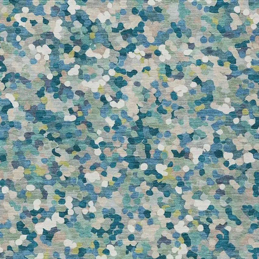 Teal Blue And Blue Geometric Washable Indoor Outdoor Area Rug Photo 2