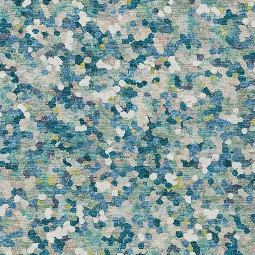 Teal Blue And Blue Geometric Washable Indoor Outdoor Area Rug Photo 2