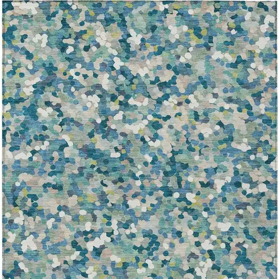 Teal Blue And Blue Geometric Washable Indoor Outdoor Area Rug Photo 3